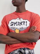SAINT MXXXXXX - Distressed Logo-Print Cotton-Jersey T-Shirt - Red