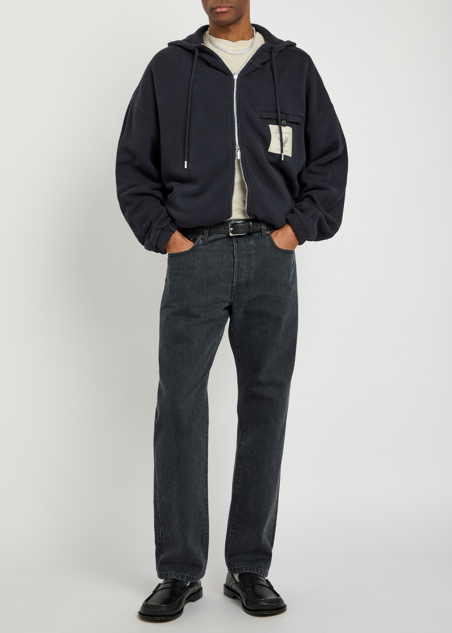 Jacquemus Le Hoodie Torneo Logo Hooded Cotton Sweatshirt Navy