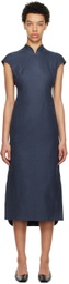 Mame Kurogouchi Navy Geometric Midi Dress