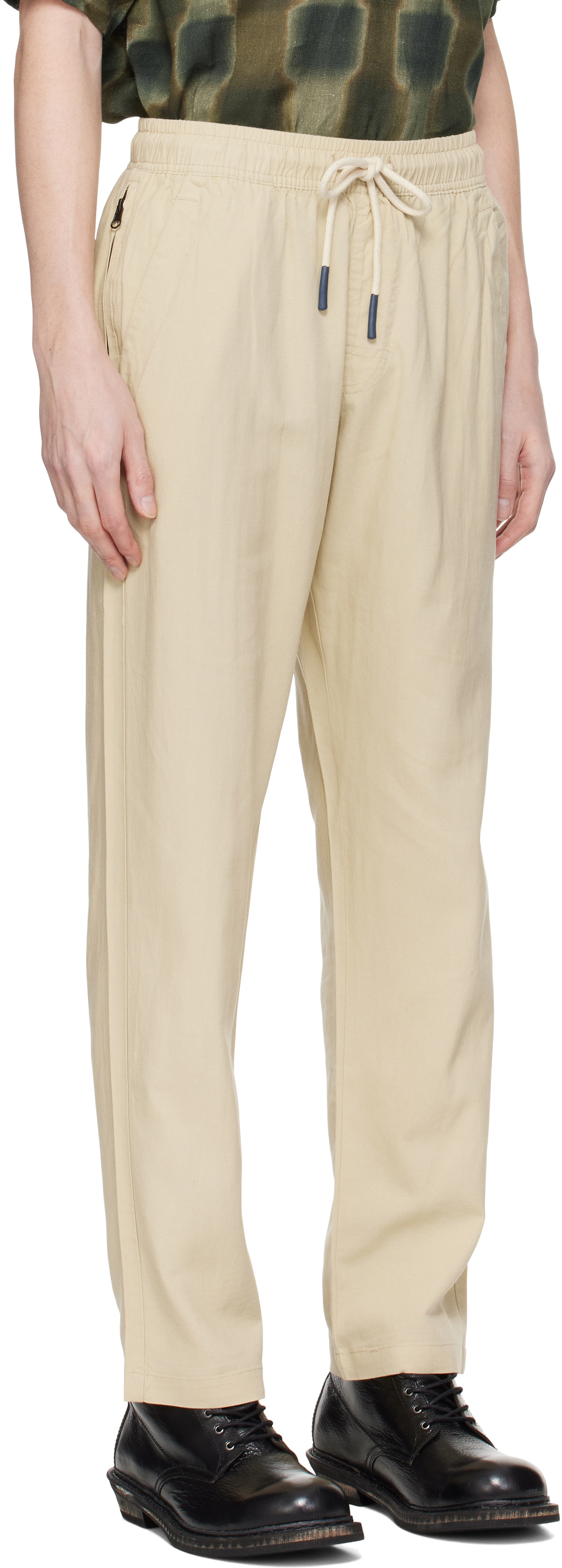 OAS Beige Linen Long Trousers