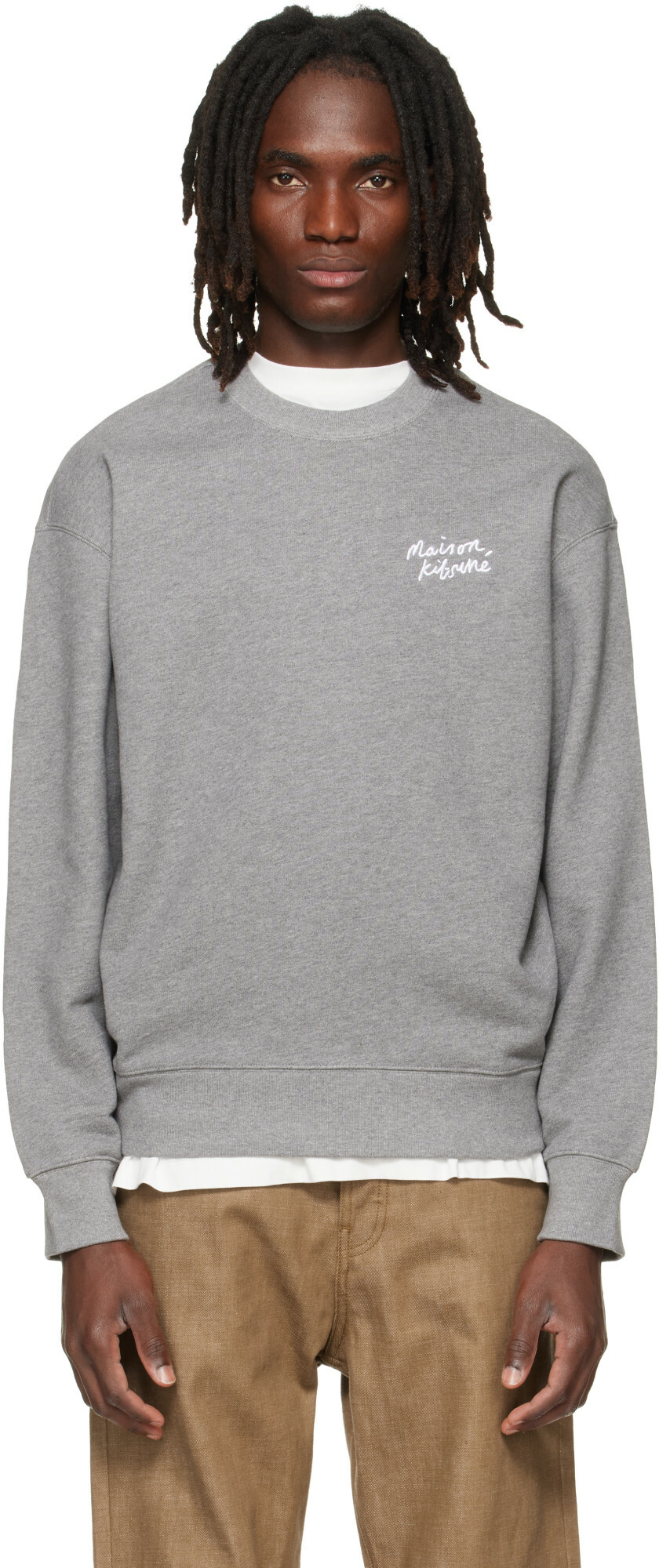 Maison Kitsuné Gray Handwriting Comfort Sweatshirt
