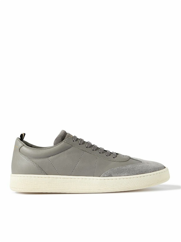 Photo: Officine Creative - Kombo Suede-Trimmed Leather Sneakers - Gray