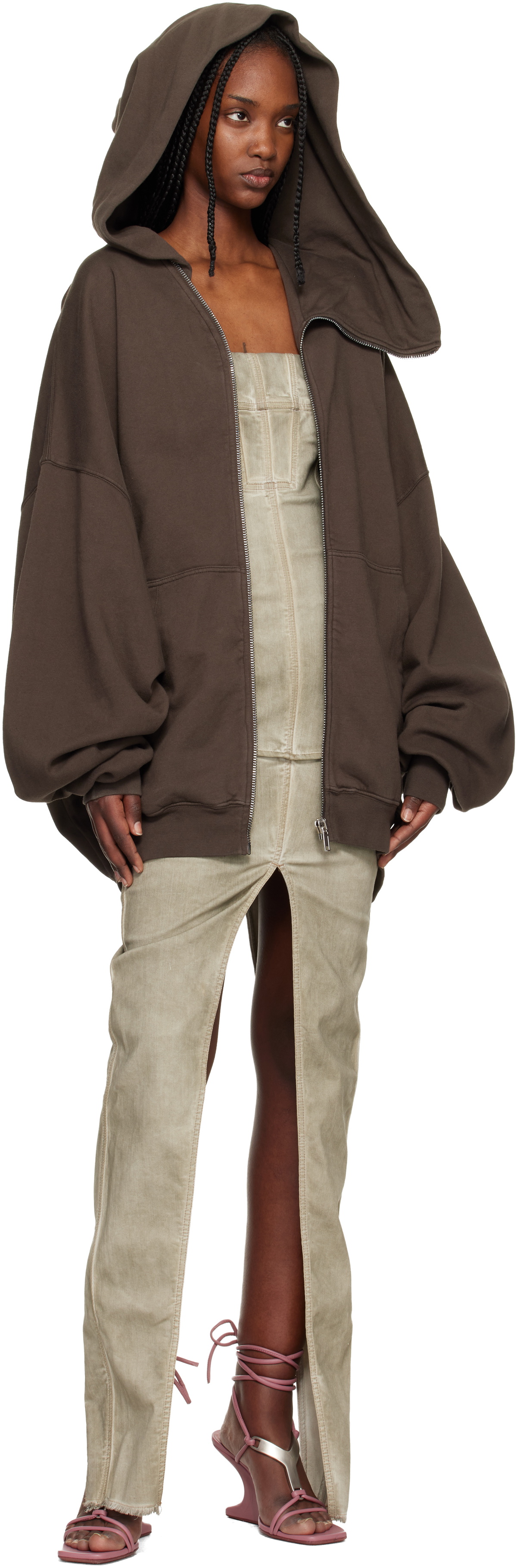 Rick Owens DRKSHDW Gray Temple Mountain Hun Hoodie