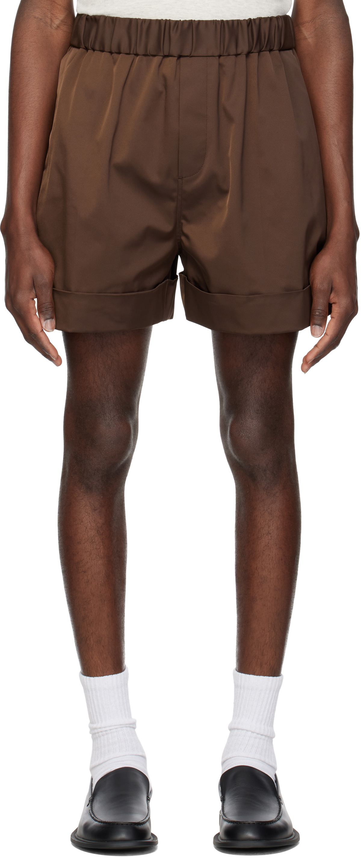 RECTO Brown Roll-Up Banding Shorts