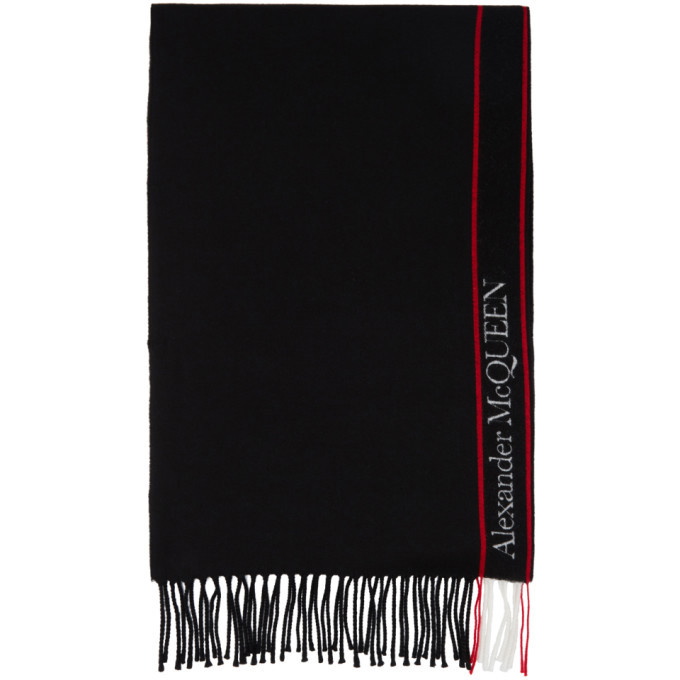 Photo: Alexander McQueen Black Wool and Cashmere Selvedge Stole Scarf