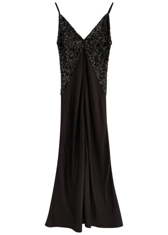 Photo: Day Birger ET Mikkelsen Priya Sequin-embellished Satin Midi Dress Black
