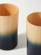 Japanese Craft - Aola Indigo Set of Two Hinoki Wood Cups