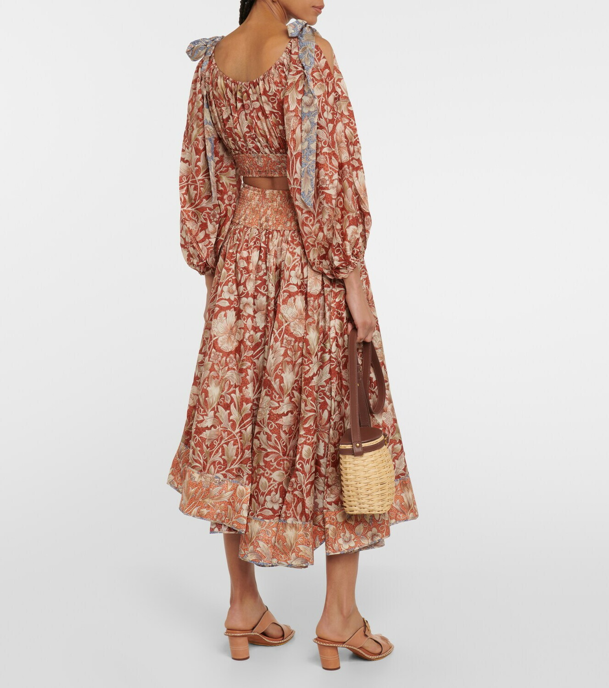 Zimmermann Chintz asymmetric floral silk midi skirt Zimmermann