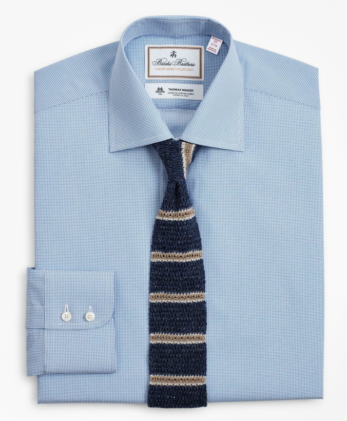 Photo: Brooks Brothers Men's Luxury Collection Madison Relaxed-Fit Dress Shirt, Franklin Spread Collar Dot | Light Blue