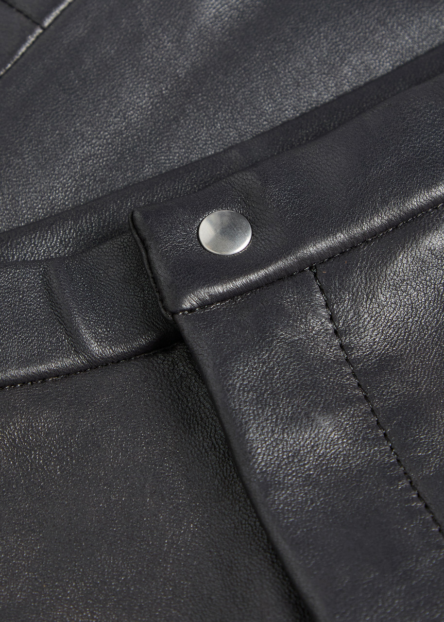 Stouls Newton Slim leg Leather Trousers Dark Grey