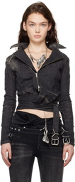 Y/Project Black Wrap Fitted Denim Jacket