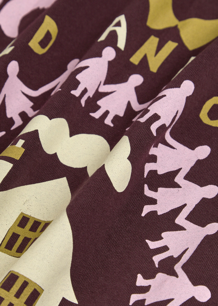 Damson Madder Paper Cut Gals Printed Cotton T-shirt Purple