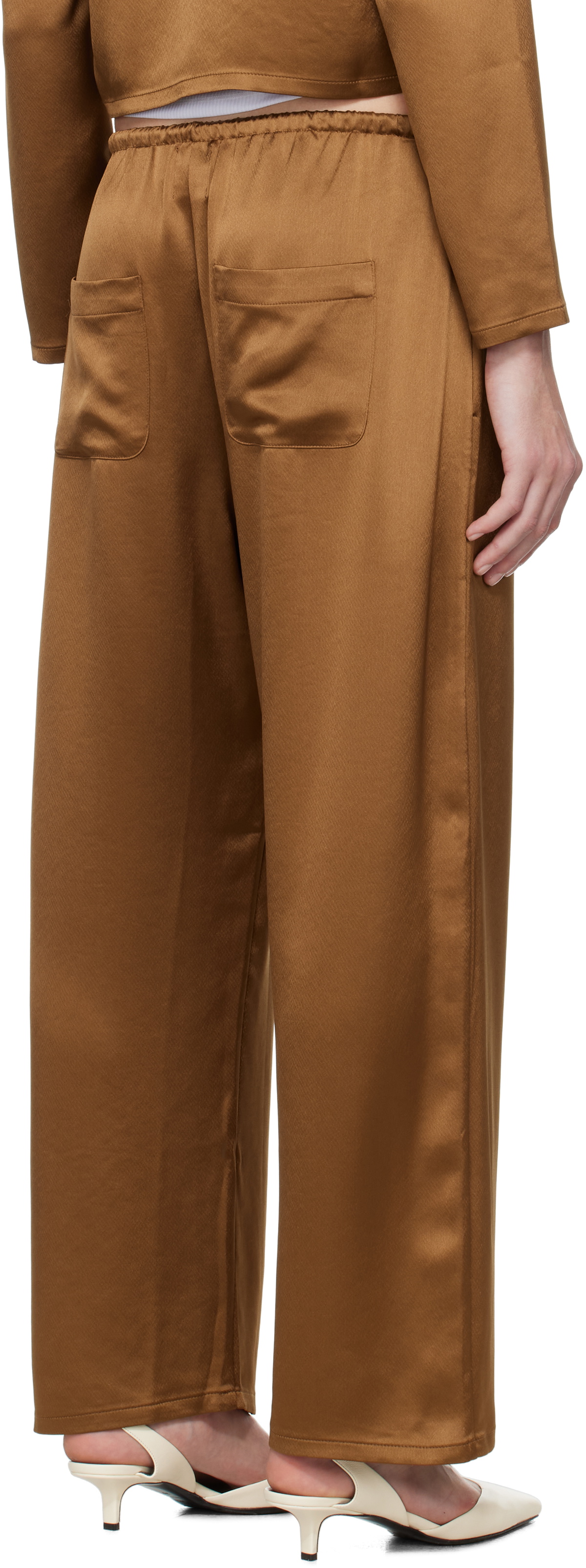 LESET Brown Barb Crop Drawstring Lounge Pants