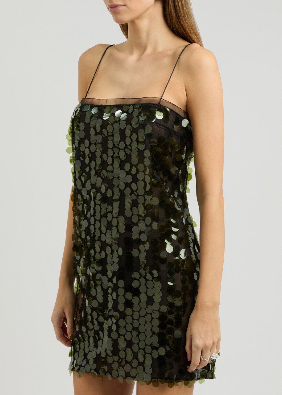 16 Arlington Fia Sequin-embellished Tulle Mini Dress Green