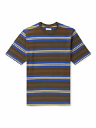 Pop Trading Company - Logo-Embroidered Striped Cotton-Jersey T-Shirt - Brown