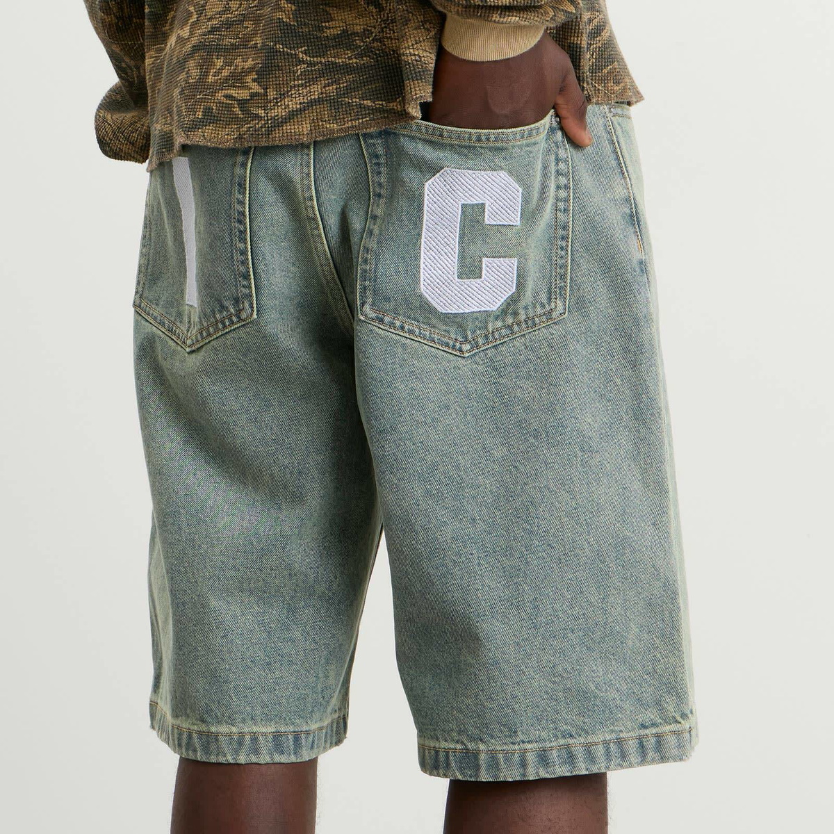 ICECREAM Men's Running Dog Denim Shorts in Vintage Wash