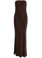 Bec & Bridge Moon Dance Strapless Satin Maxi Dress Dark Brown