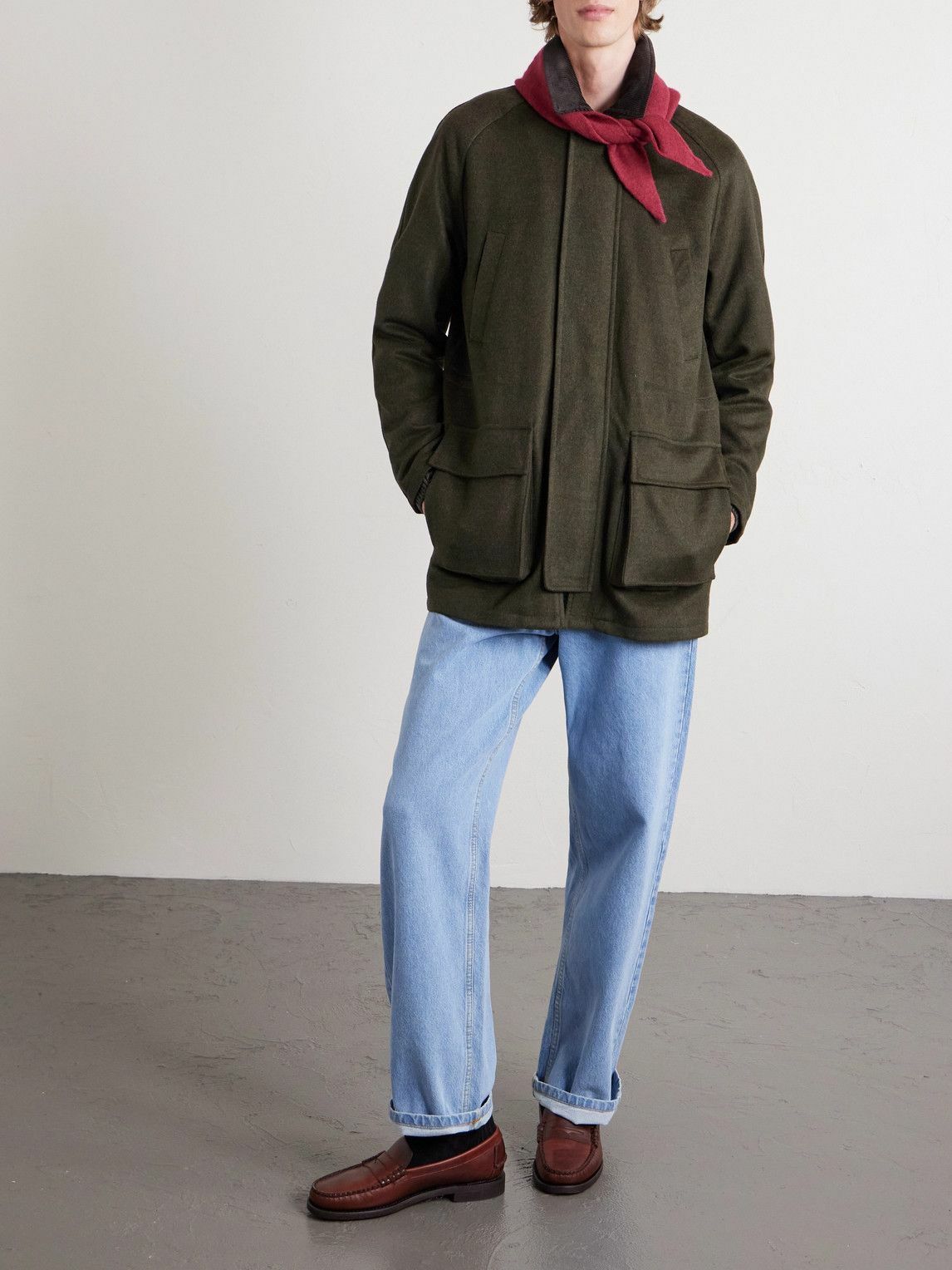 J. Mueser - Game Corduroy-Trimmed Wool Jacket - Green