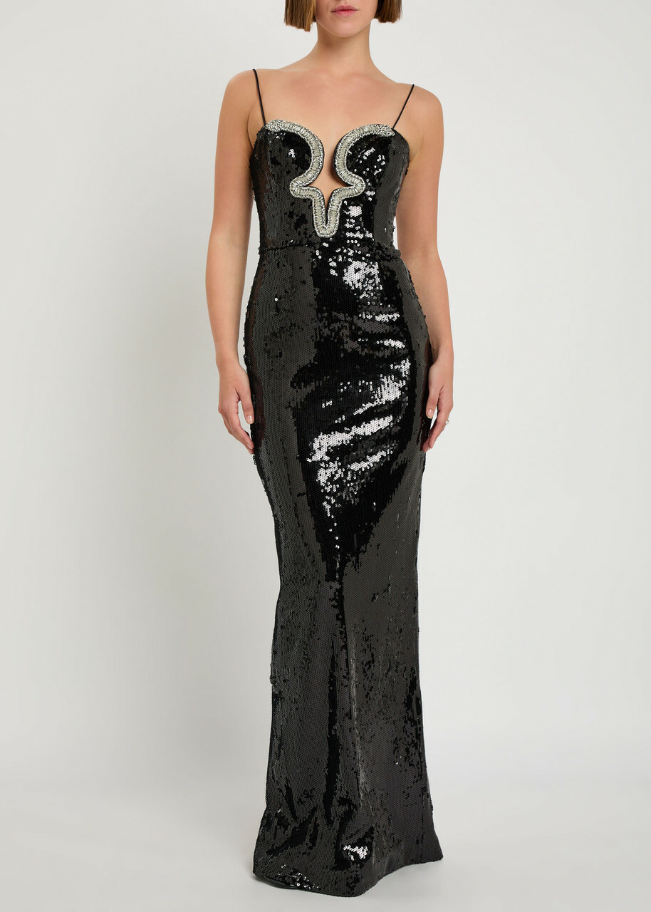 Rebecca Vallance Lyra Embellished Sequin Gown Black