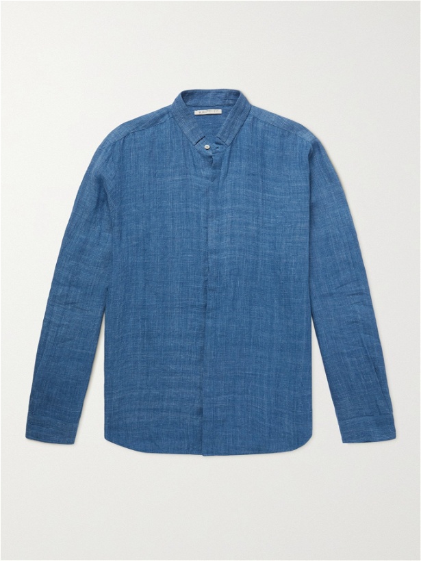 Photo: 11.11/ELEVEN ELEVEN - Rumi Grandad-Collar Cotton Shirt - Blue - M
