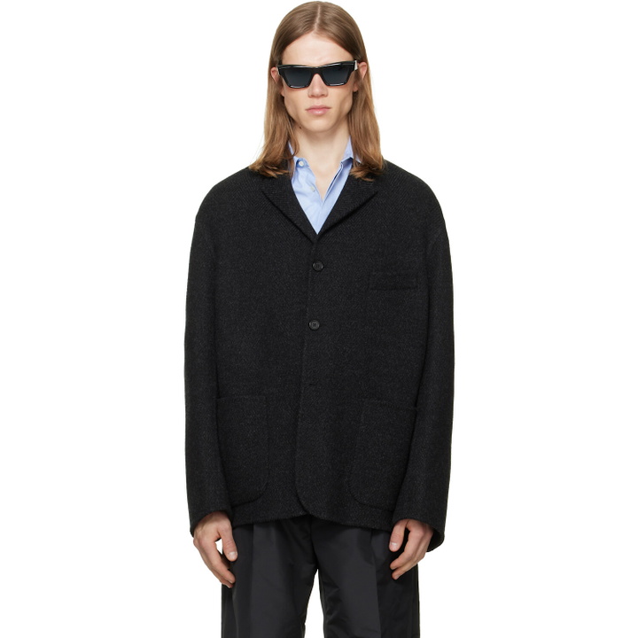 Photo: Jil Sander Gray Wool Chevron Jacket