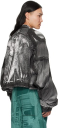 Gerrit Jacob Black & White Printed Moto Denim Jacket