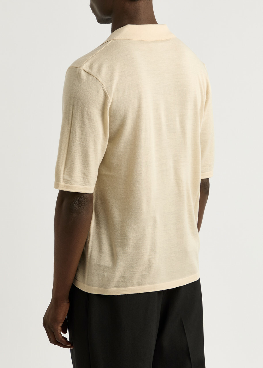 Saint Laurent Wool Polo Shirt Ecru