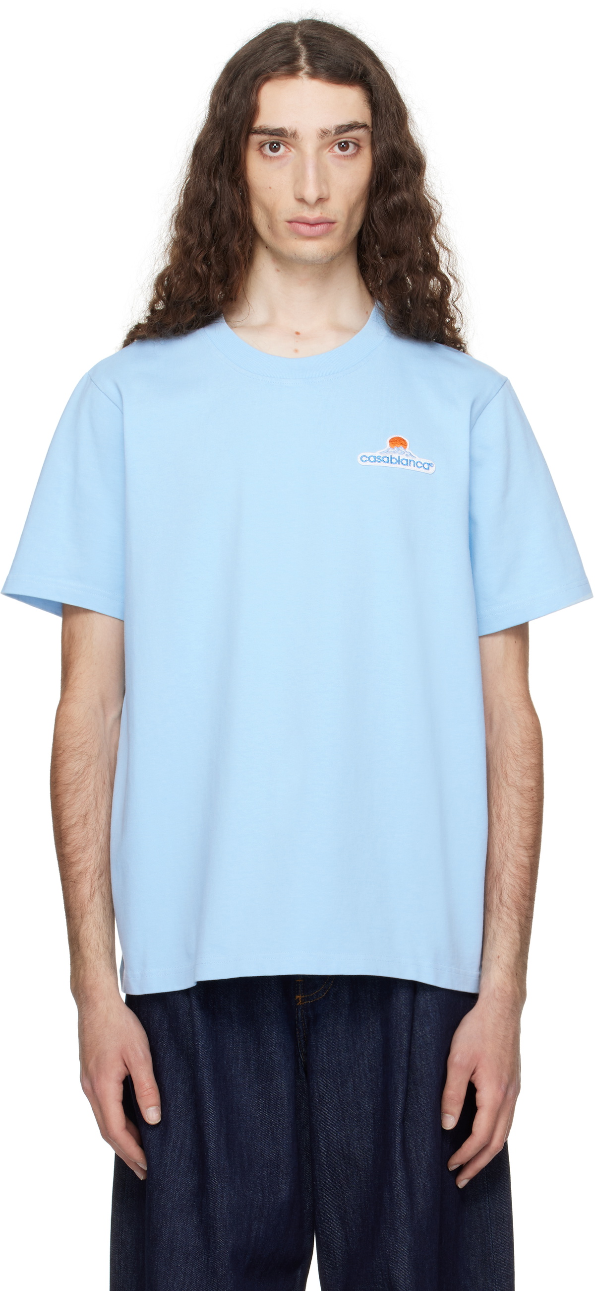 【CASABLANCA】Montage OnduleeプリントコットンTシャツ Casablanca Montage Ondulee Printed Cotton T-shirt White