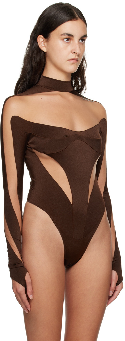 Mugler Brown Illusion Bodysuit Mugler