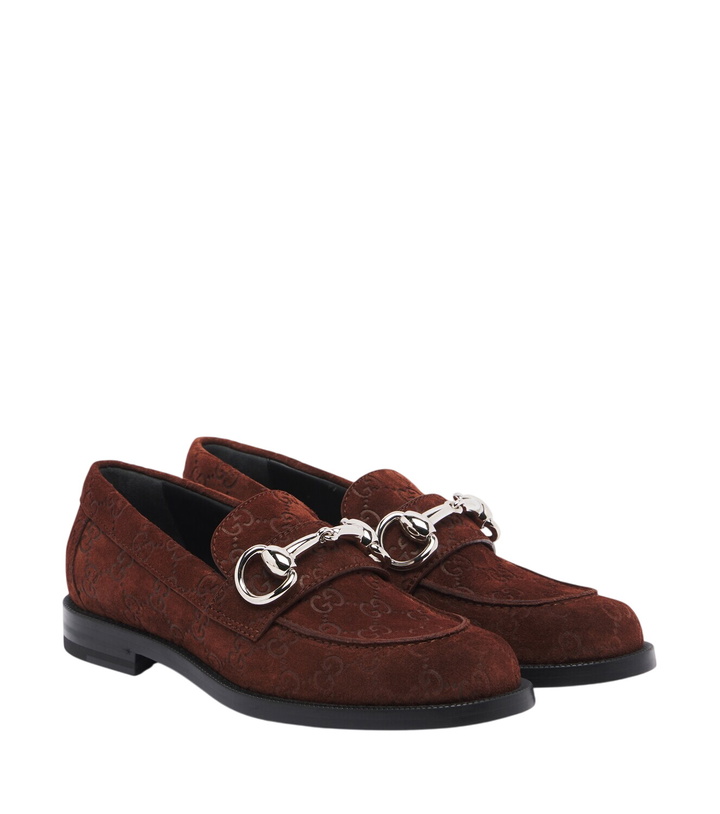 Photo: Gucci Boulevard Horsebit GG suede loafers