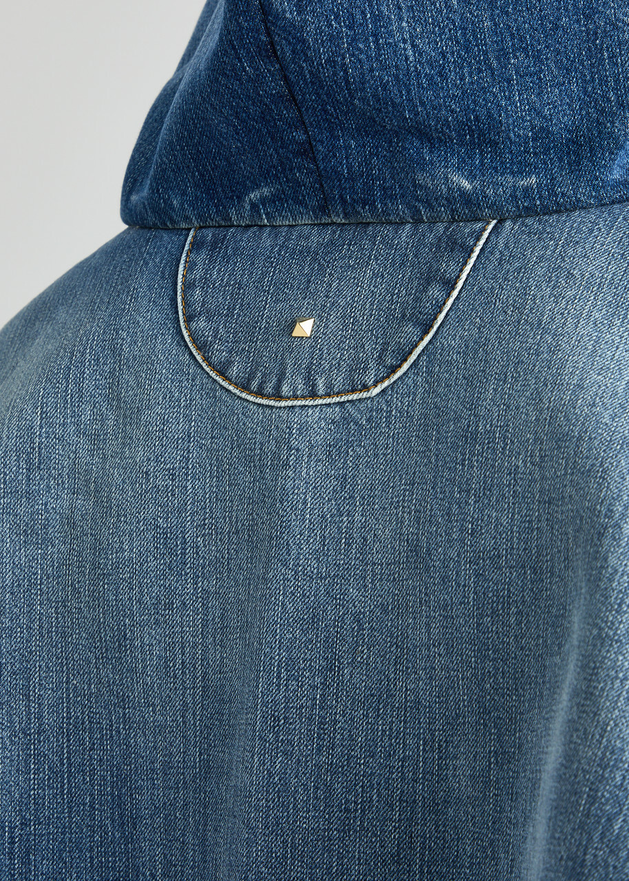 Valentino Hooded Denim Jacket Mid Blu