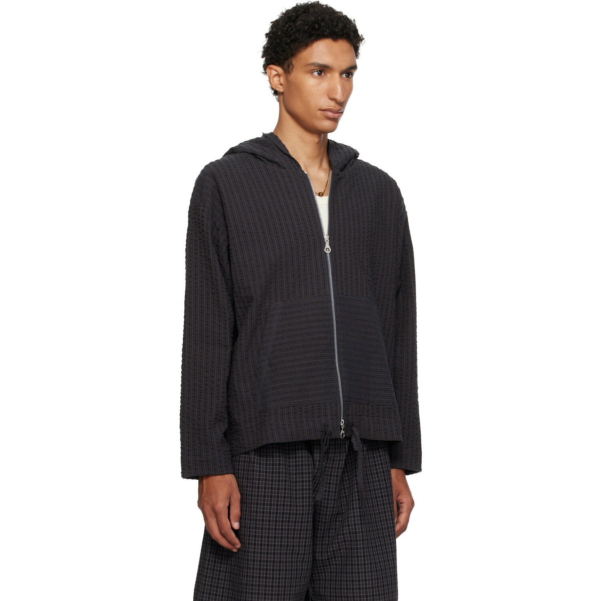 Cawley Brown & Navy Zip Up Hoodie