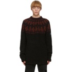 Raf Simons Black and Purple Wool Sweater