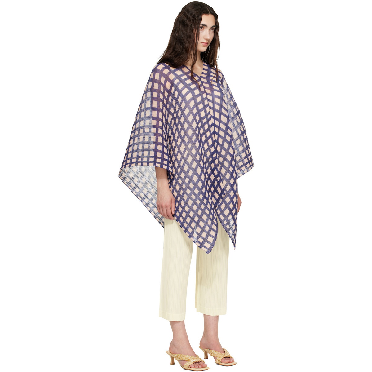 PLEATS PLEASE ISSEY MIYAKE Navy & Pink Basket Madame-T Scarf