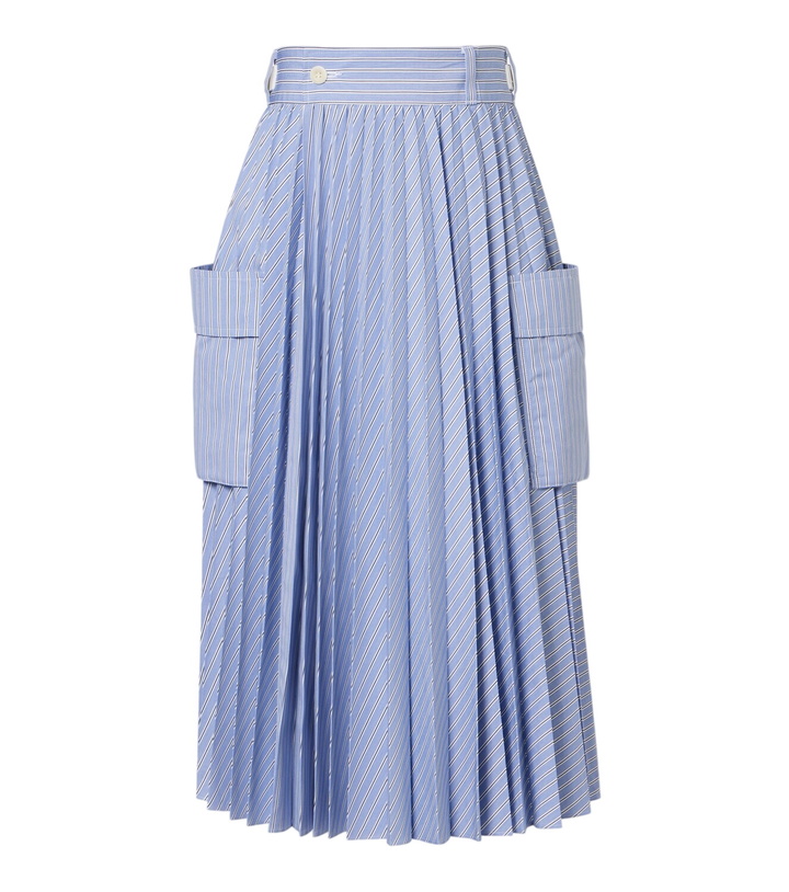 Photo: Sacai Striped cotton-blend midi skirt