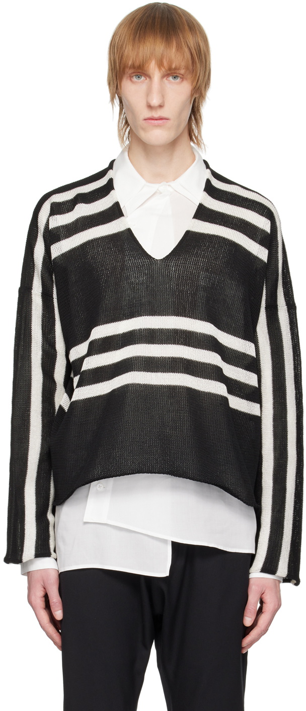 Sulvam Black Striped Sweater