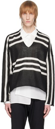 Sulvam Black Striped Sweater