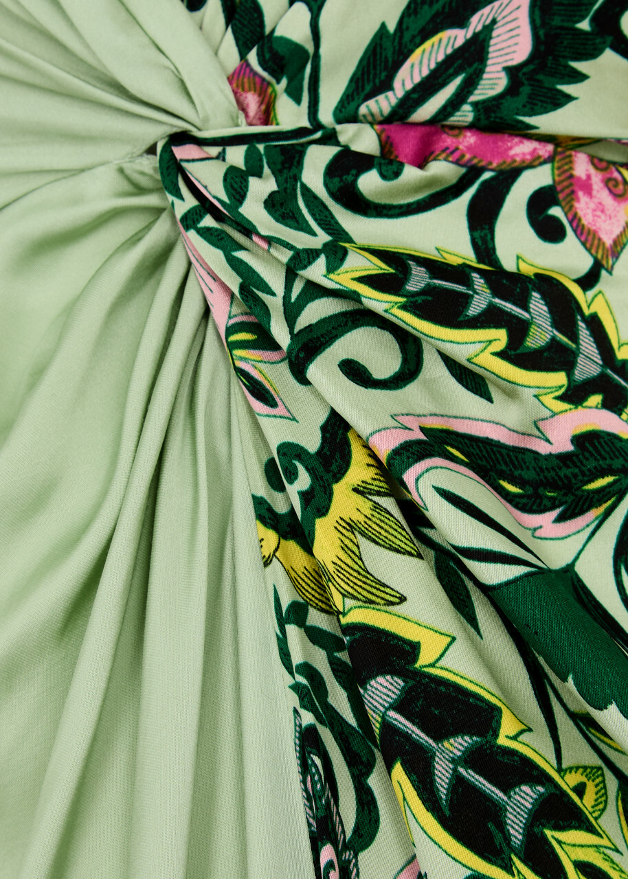 Diane Von Furstenberg Hattie Panelled Satin Maxi Dress Green