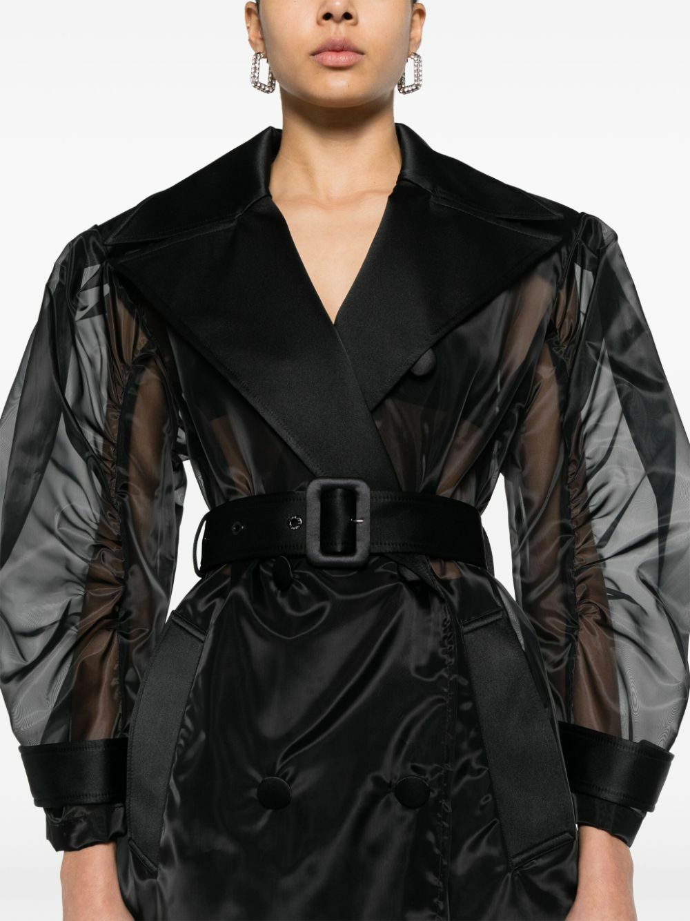 Dolce & Gabbana Black Semi-Sheer Organza Trench Coat Dolce