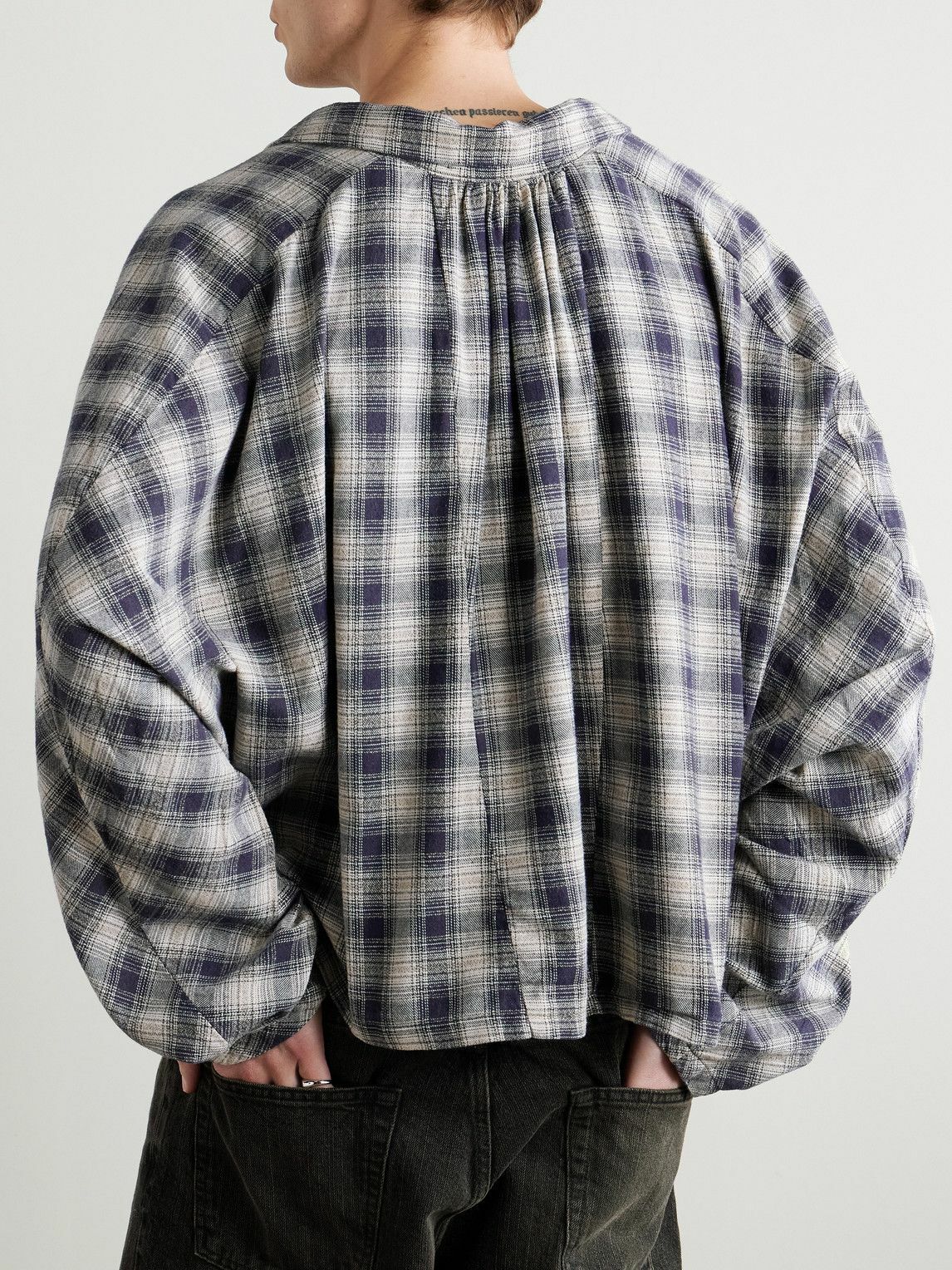 RRR123 - Materia Nazarene Oversized Printed Checked Cotton-Flannel