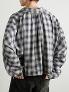 RRR123 - Materia Nazarene Oversized Printed Checked Cotton-Flannel Shirt - Blue