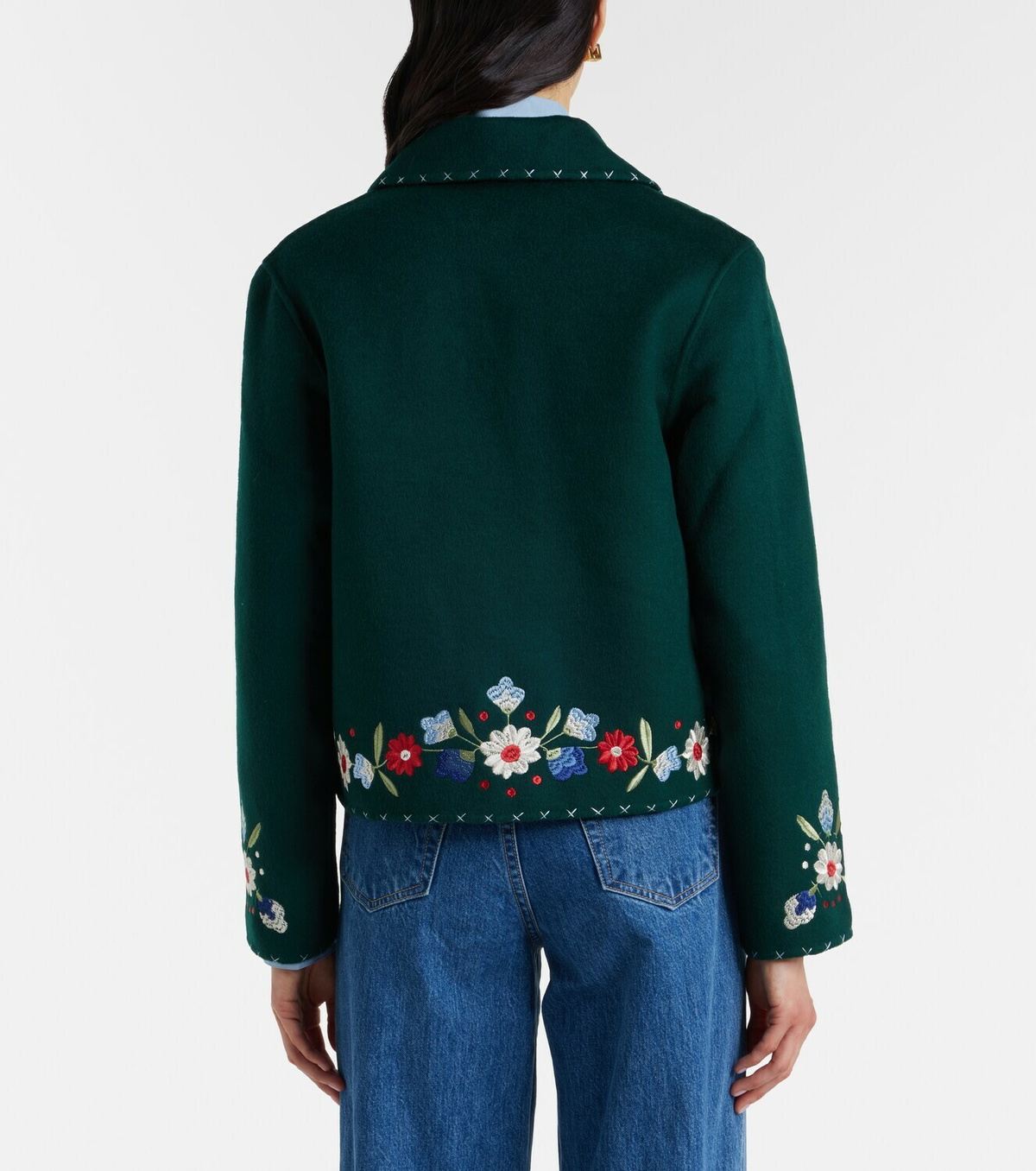 Rixo Jude embroidered floral wool-blend jacket