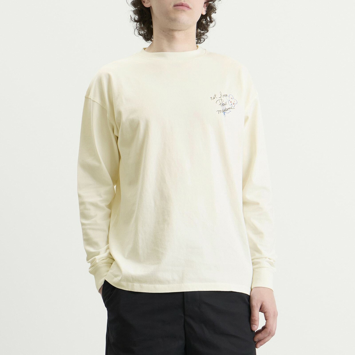 Drôle de Monsieur Men's Esquisse Slogan Long Sleeve T-shirt in Off White