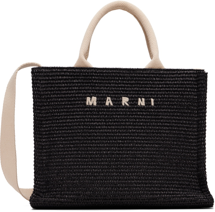 Photo: Marni Black Raffia-Effect Small Tote