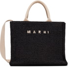 Marni Black Raffia-Effect Small Tote