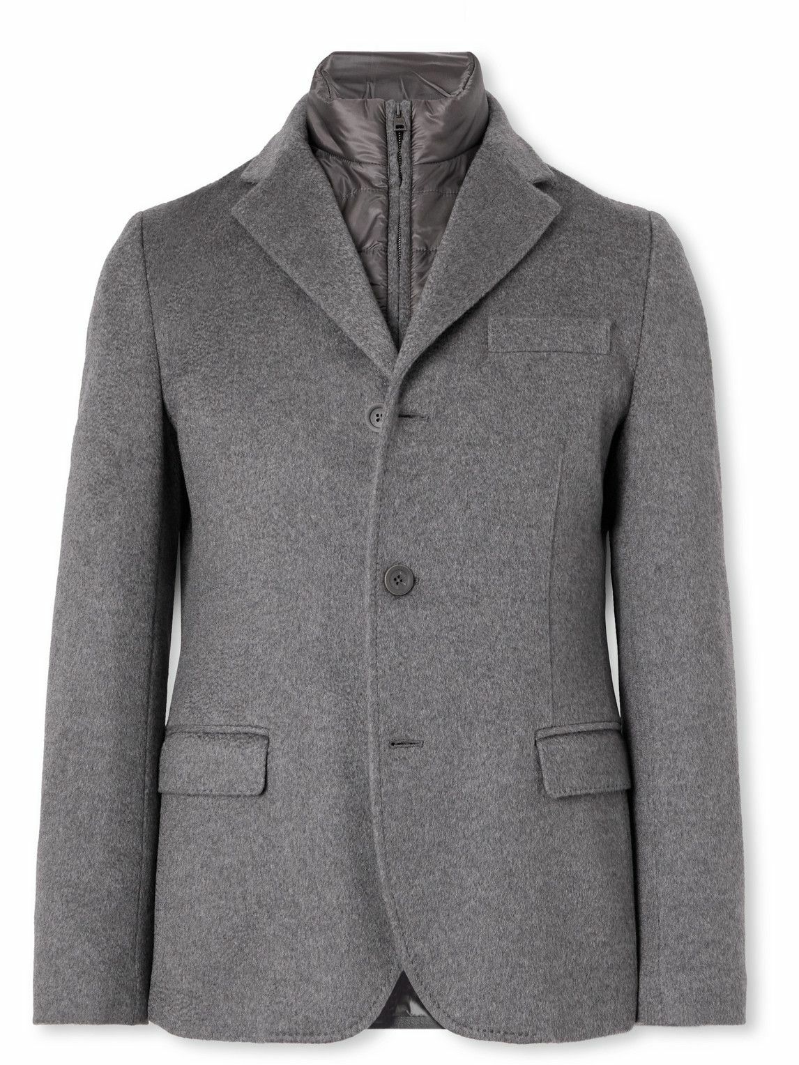 Herno - Cashmere Blazer with Detachable Quilted Padded Shell Gilet ...