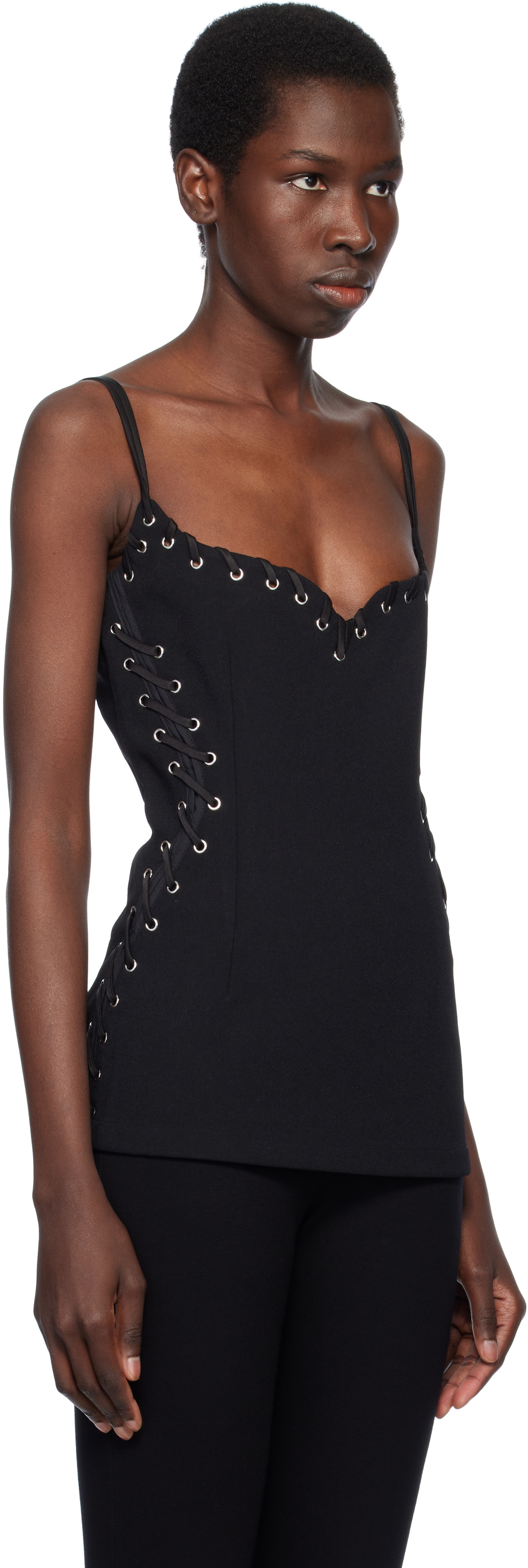 Paris Georgia Black Eyelet Heart Tank Top