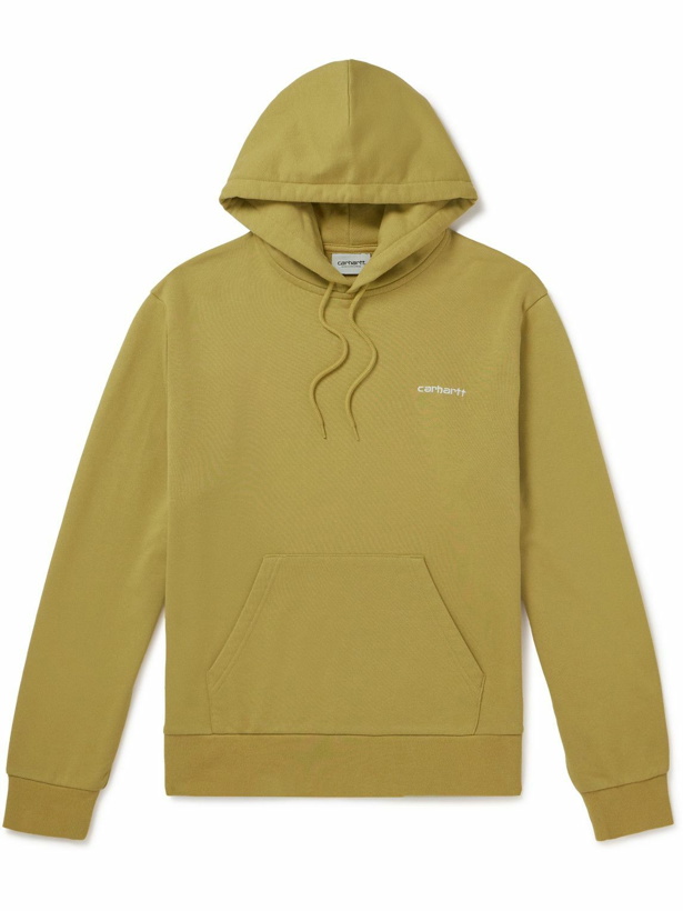 Photo: Carhartt WIP - Logo-Embroidered Cotton-Blend Jersey Hoodie - Green