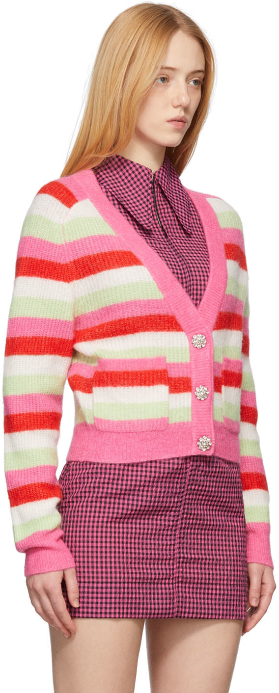 GANNI Multicolor Alpaca & Wool Stripe Soft Cardigan GANNI