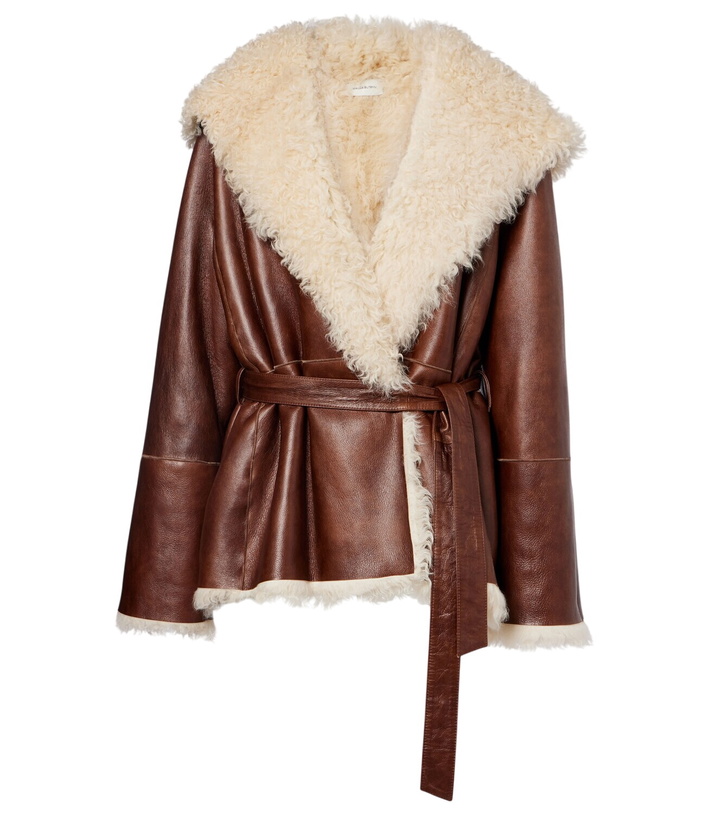 Photo: Magda Butrym Shearling-trimmed leather jacket